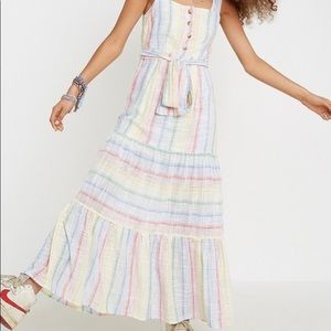 UO San Katy Slub Stripe Maxi Dress